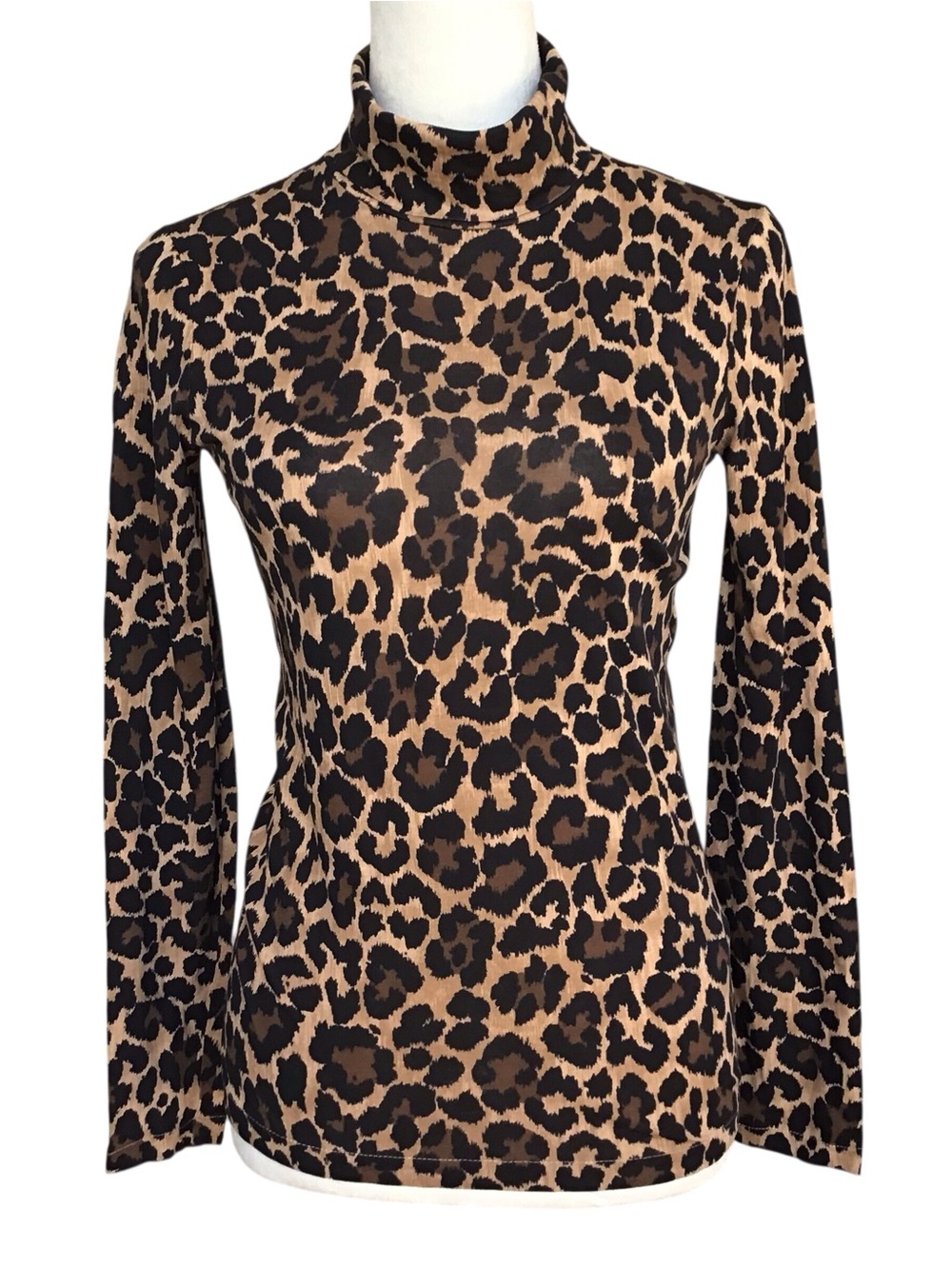 J Crew Leopard Print Turtleneck Long Sleeve Top Size XS NEW - Picture 2 of 9